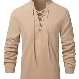 Men lace up front medieval shirt
